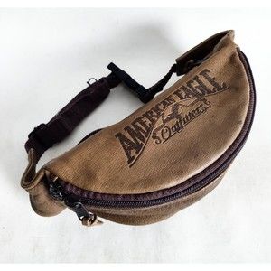 Vintage‎ 90s American Eagle Brown Leather Fanny Pack Waist Bag Crossbody Hiking